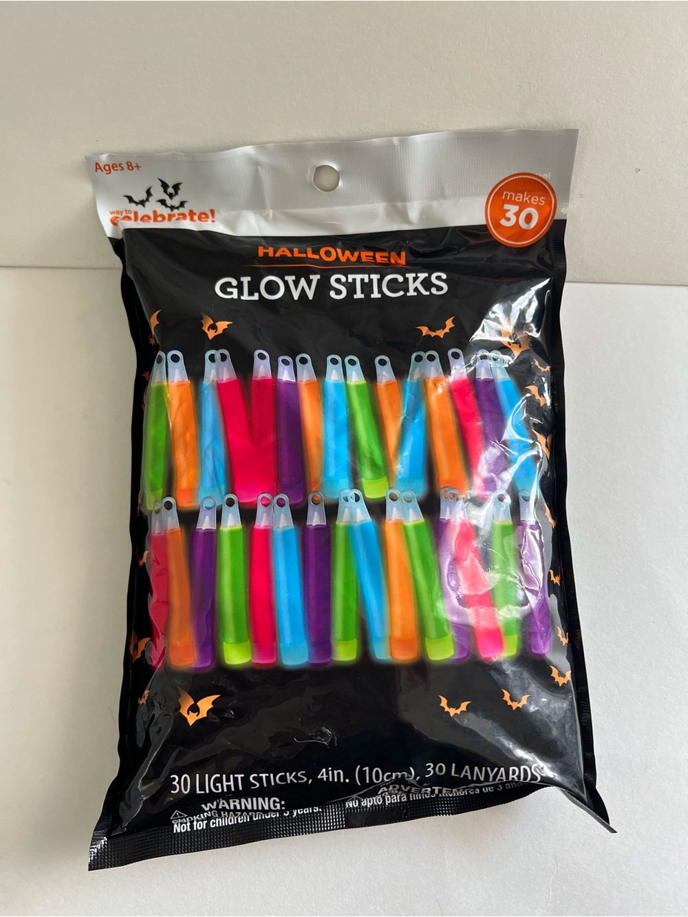 Halloween 30 count glow sticks with lanyards